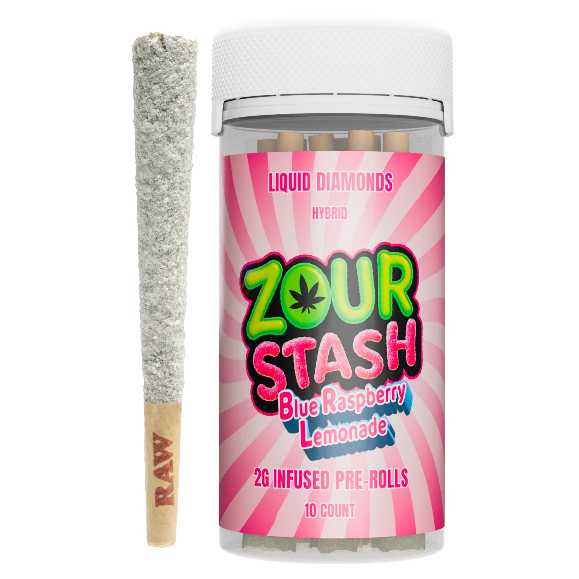 Zour Stash - Blue Rasberry Lemonade - Diamond Infused Prerolls - 2G
