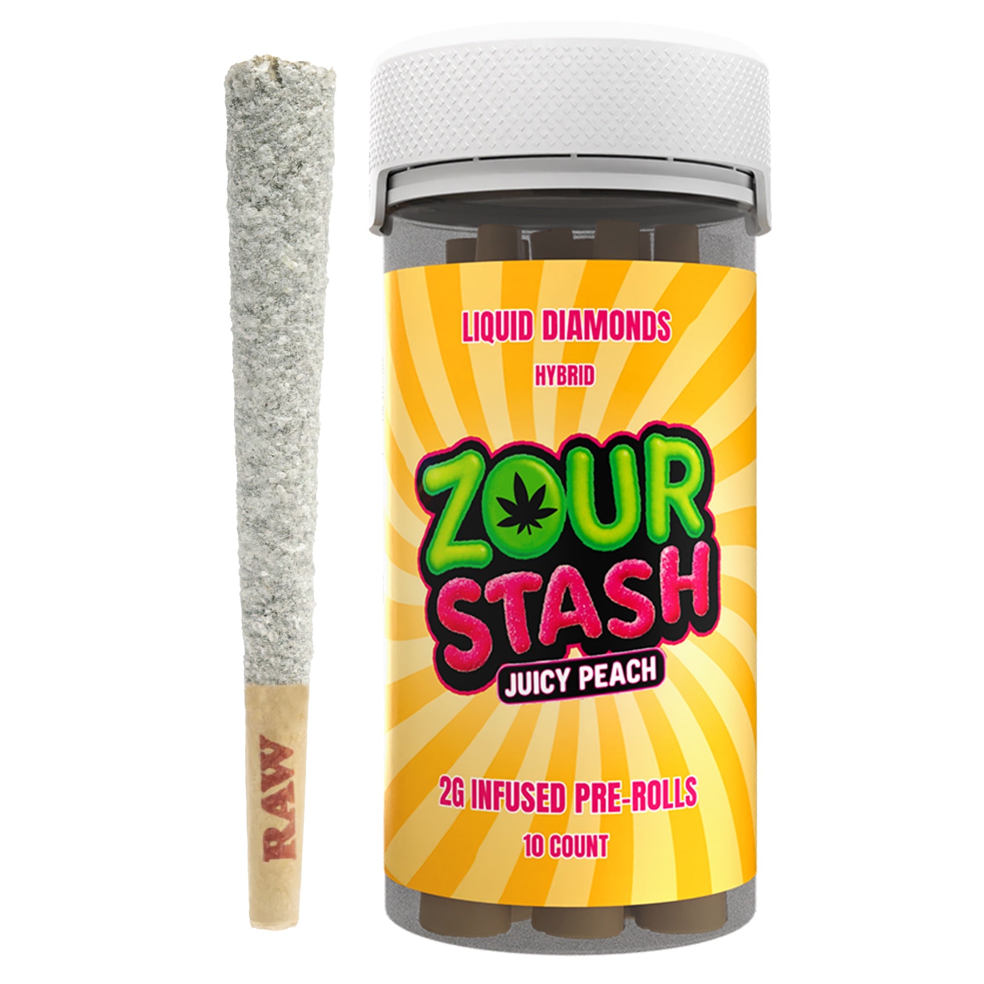 Zour Stash - Juicy Peach - Diamond Infused Prerolls - 2G